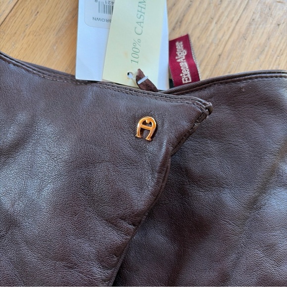 VTG  ETIENNE AIGNER Gloves Womens Leather Cashmere Lined Brown XL NWT nOS - Picture 2 of 7
